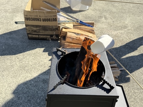 ドメーヌQでの焼きマシュマロ