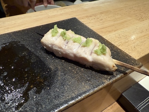 甲府・焼鳥 entaで食べたささみのわさび乗せ